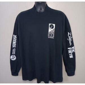 Vintage 90s Yamaha Drums Zildian Men's XL T-shirt Long Sleeve Black Band USA